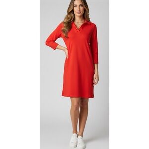 New! Crown & Ivy Red Ruffle Neck Shift Dress Size Small